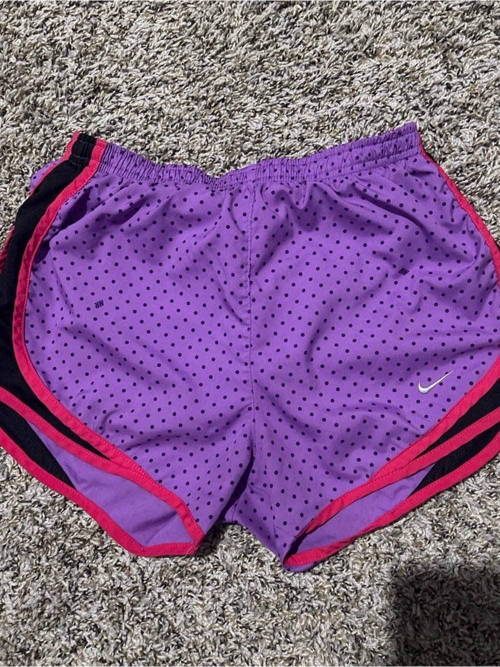 Nike Purple Polka Dot Athletic Shorts with Pink Trim